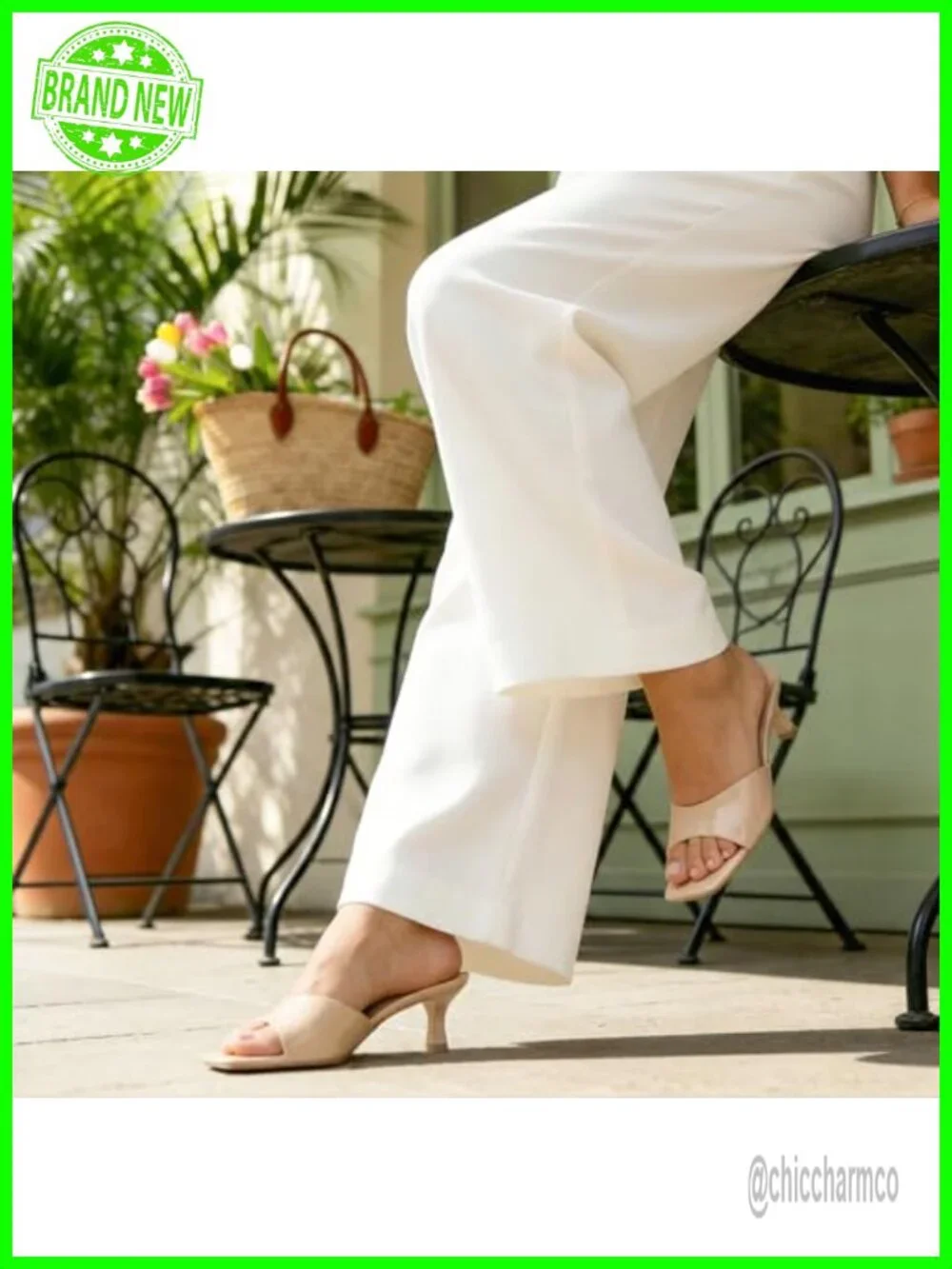 Kitten Heels for Women Square Toe PU Heeled Sandals Party Office